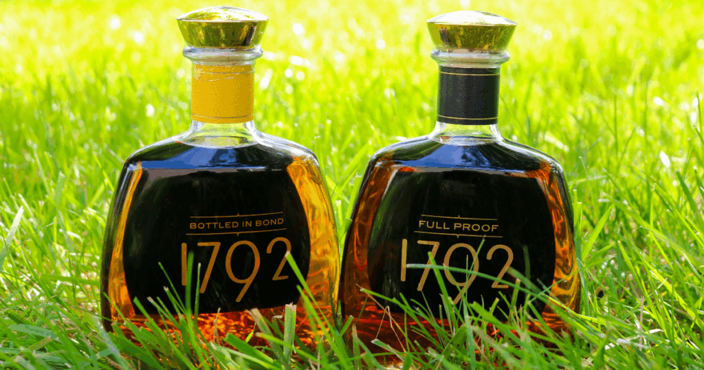1792 Bottled in Bond and Full Proof Bourbon Bottles on Grass
