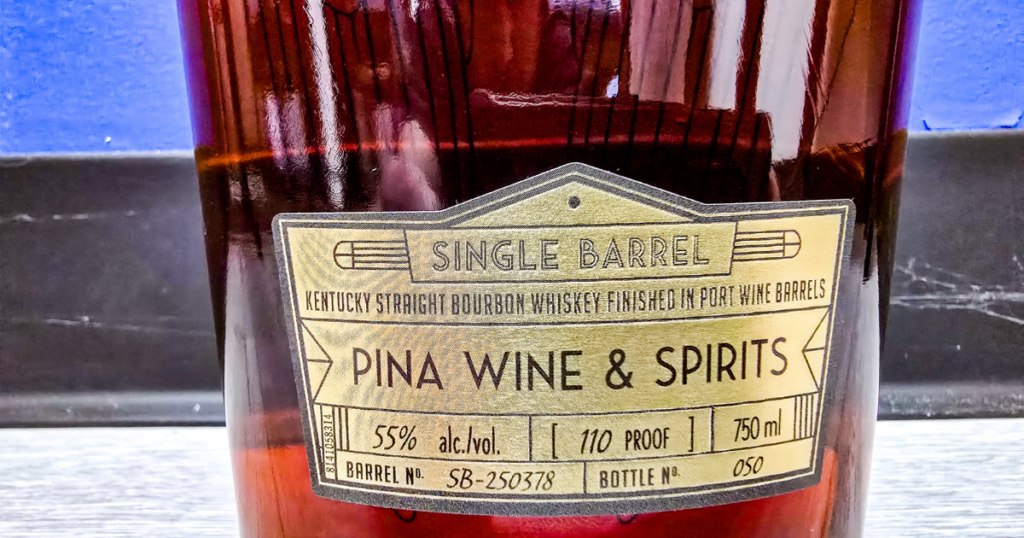 Pina Wine & Spirits single barrel bourbon label for allocated bourbon and seasonal whiskey shoppers in Kansas City